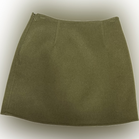 Sezane Olive Faux Wrap Mini Skirt with Button Detail | Sz 36 - Picture 2 of 5